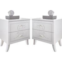 Nivea Serigraphy White Wooden Bedside Cabinets In Pair