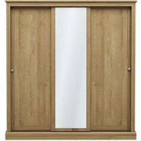 Devan Wooden Sliding Wardrobe With 3 Doors - Oak