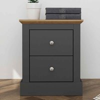 Devan Wooden Bedside Cabinet With 2 Drawers - Charcoal And Oak
