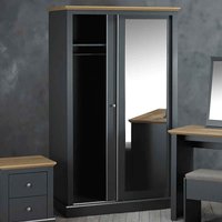 Devan Wooden Sliding Wardrobe With 2 Doors - Charcoal And Oak