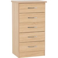 Mack Narrow Wooden Chest Of 5 Drawers In Sonoma Oak