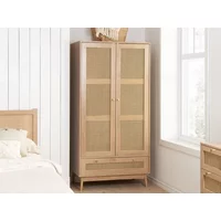 Birlea Croxley Rattan and Oak 2 Door 1 Drawer Wardrobe