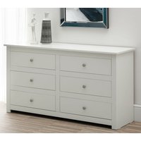 Raddix Wide Chest Of Drawers In Surf White With 6 Drawers
