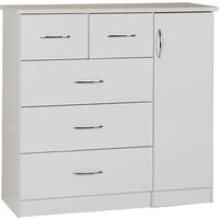 Mack Wooden Sideboard With 5 Drawers White Gloss Front In Oak