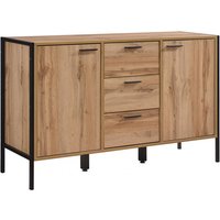 Malila Wooden Sideboard With Black Metal Frame In Oak