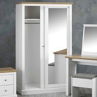 Devan Wooden Sliding Wardrobe With 2 Doors - White And Oak