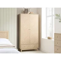 Birlea Herringford Light Oak 2 Door 1 Drawer Wardrobe