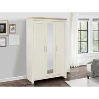 Birlea Highgate Cream and Oak 3 Door Mirrored Wardrobe