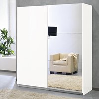 Jessica Small Gloss Mirrored Sliding Door Wardrobe In White