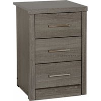 Laggan Wooden Bedside Cabinet With 3 Drawers In Black Wood