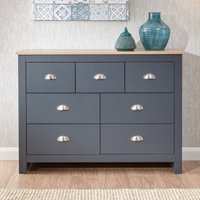 Loftus Wooden Chest Of 7 Drawers In Slate Blue And Oak