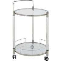 Orizone Round Clear Glass Top Drinks Trolley With Silver Frame