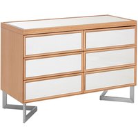 Kensick Mirrored Glass Chest Of 6 Drawers In Natural