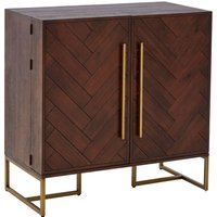 Shaula Wooden Drinks Cabinet With Antique Brass Legs In Brown