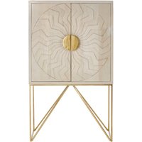 Nekkar Wooden Storage Cabinet In Whitewash And Antique Brass