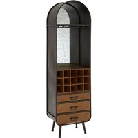 Trigona Natural Wooden Bar Cabinet With Black Metal Frame