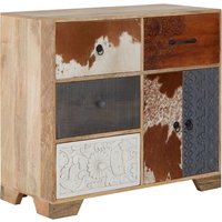 Merova Wooden Sideboard With 2 Doors 4 Drawers In Multicolour