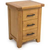Hewitt Wooden Bedside Cabinet With 3 Drawers In Rustic Oak