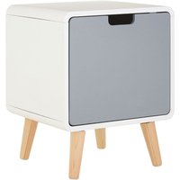 Milova Wooden Bedside Cabinet With 1 Door In White And Grey