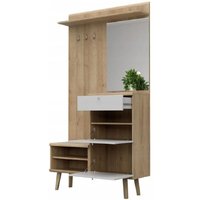 Pasco Wooden Hallway Furniture Set In Matt White And Oak