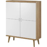 Pasco Wooden Storage Cabinet With 4 Doors In Matt White And Oak