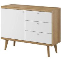 Pasco Wooden Sideboard With 1 Door 3 Drawers In Matt White Oak