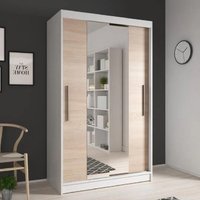 Nichols Wooden Wardrobe With 2 Sliding Doors In White And Oak