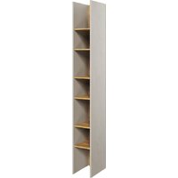 Tifton Wooden Bookcase With 6 Shelves In Silk Flou And Oak
