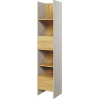 Tifton Wooden Bookcase With 1 Door 1 Drawer In Silk Flou And Oak