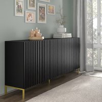 Wayne Wooden Storage Cabinet With 4 Doors In Black