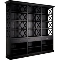 Lyox Large Wooden 3 Drawers Bookcase In Black