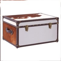 Kensick Wooden Storage Trunk In Brown And White