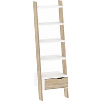 Oklo Wooden Bookcase With 1 Drawer In White And Oak