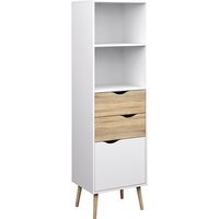 Oklo Wooden Bookcase With 1 Door 2 Drawers In White And Oak