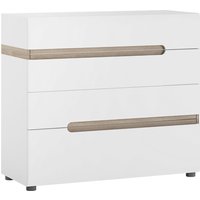 Cheya High Gloss Chest Of 4 Drawers In White And Truffle Oak
