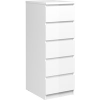 Nakou Narrow High Gloss Chest Of 5 Drawers In White