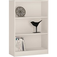 Xeka Wooden Wide Bookcase With 3 Shelves In Pearl White