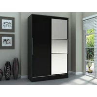Birlea Lynx Black High Gloss Sliding Door Mirrored Large Double Wardrobe