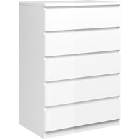 Nakou High Gloss Chest Of 5 Drawers In White