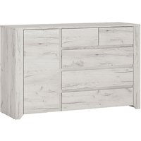 Alink Wooden Sideboard With 1 Door 5 Drawers In White