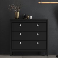 Macron Wooden Chest Of 3 Drawers In Matt Black