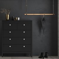 Macron Wooden Chest Of 5 Drawers In Matt Black