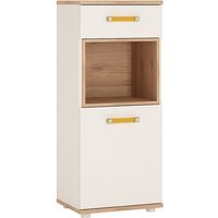 Kepo Wooden Narrow Storage Cabinet In White High Gloss And Oak