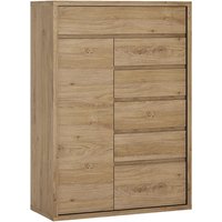Sholka Wooden Sideboard With 1 Door And 6 Drawers In Oak