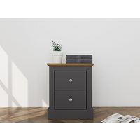 LPD Furniture Devon Bedside Cabinet Charcoal Bedside Chest