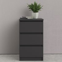 Nakou Wooden Bedside Cabinet With 3 Drawers In Matt Black