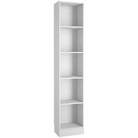 Baskon Wooden Narrow Bookcase With 5 Shelves In White
