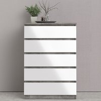 Nakou High Gloss Chest Of 5 Drawers In White And Oak