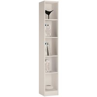 Xeka Wooden Narrow Bookcase With 5 Shelves In Pearl White