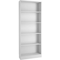 Baskon Wooden Wide Bookcase With 5 Shelves In White